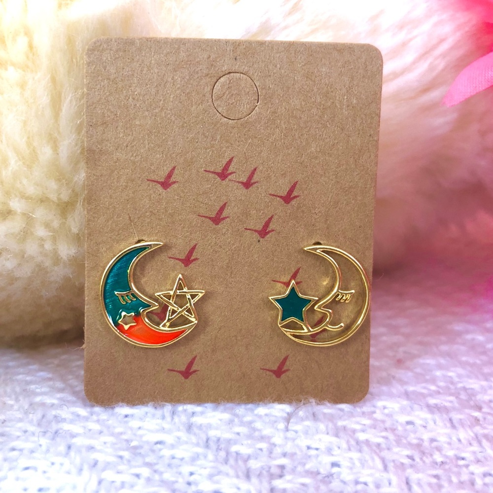 Moon Star 925 Silver Stud earrings